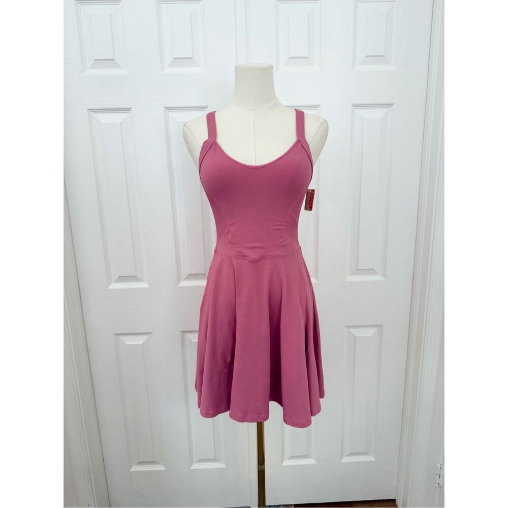 Free People Movement Good Karma Rose Pink Ribbed Knit Mini Dress Size XS NWT